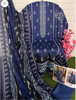 BLUE PRINTED LAWN SUIT