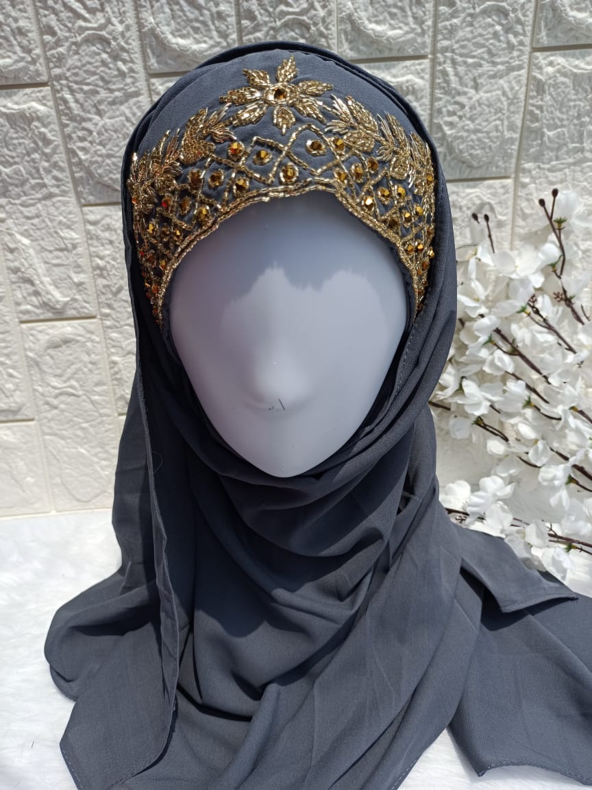 GREY BRIDAL HIJAB