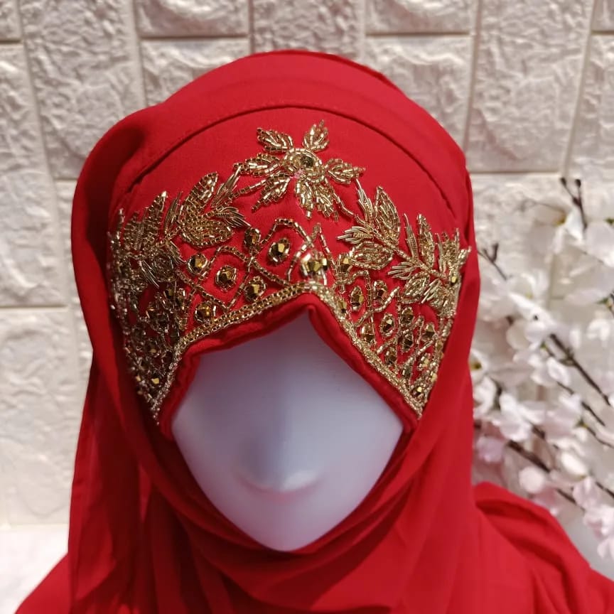 RED BRIDAL HIJAB