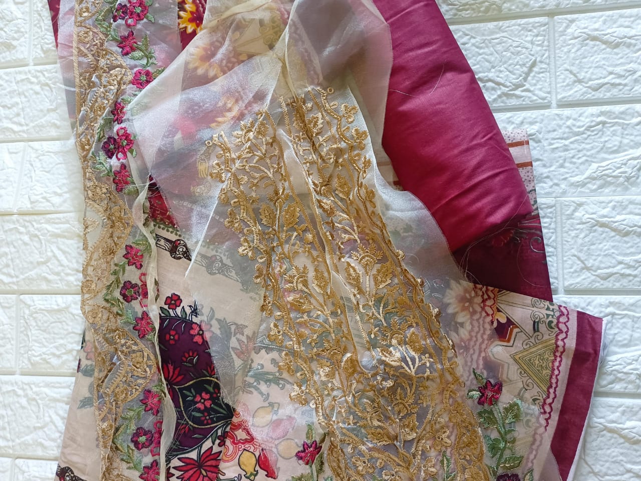 MAROON COTTON PATCH SUIT