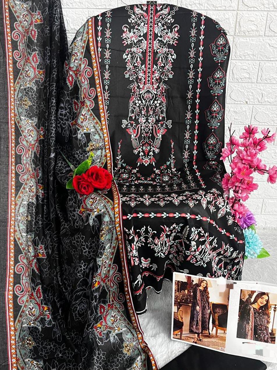 BLACK PRINTED LAWN SUIT