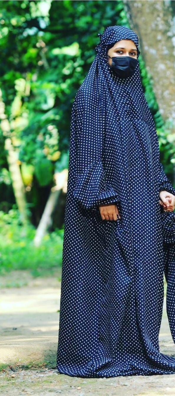 BLUE CREPE PRAYER DRESS