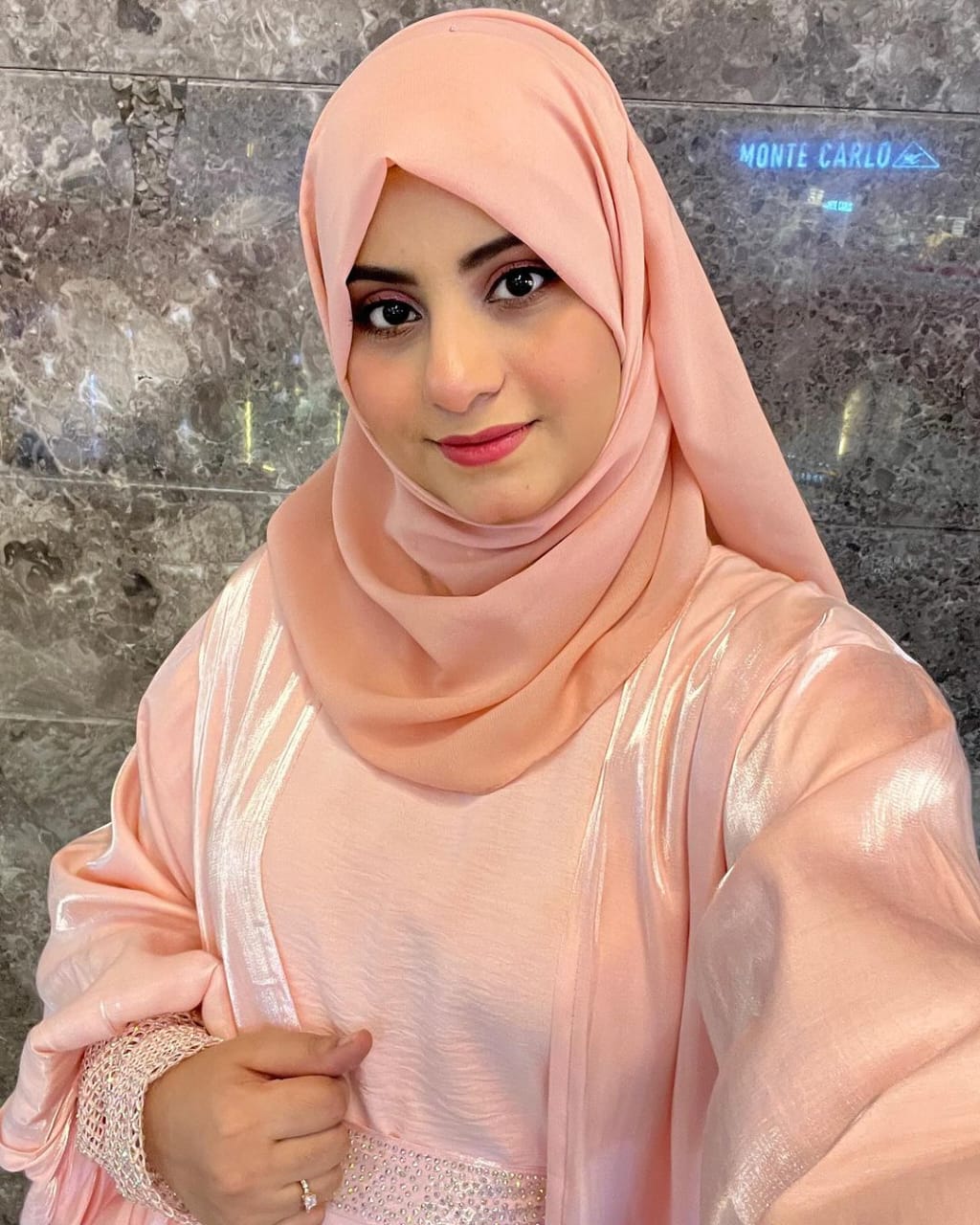 AIMAN ORGANZA ABAYA - PEACH