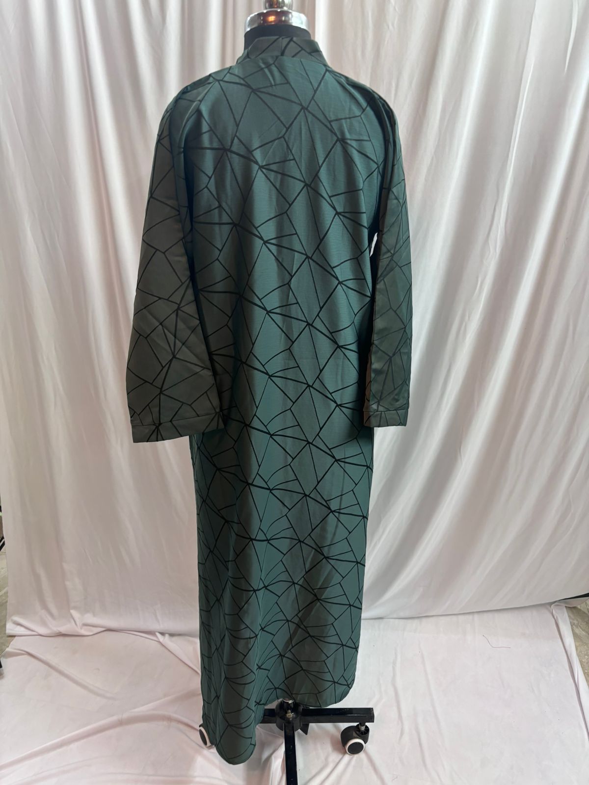 GREEN JAQUARD ABAYA