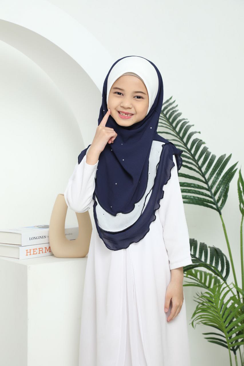 NAVY MAHNOOR KIDS SCARF