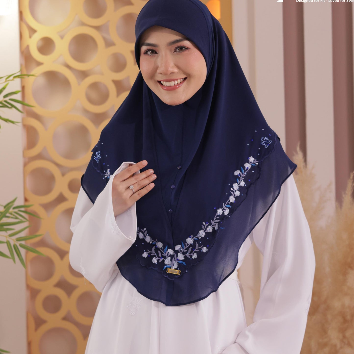 NAVY NUHA EMBRIODERY SCARF