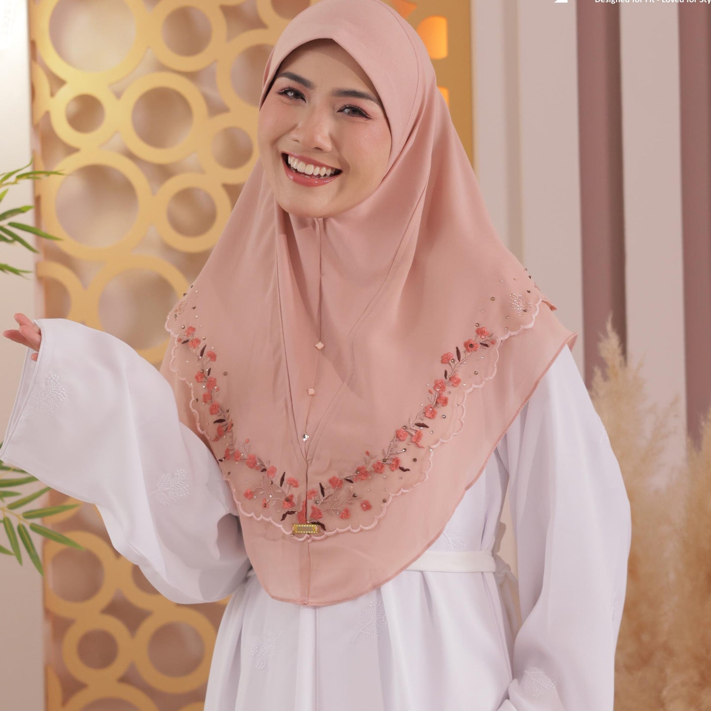 PEACH NUHA EMBRIODERY SCARF
