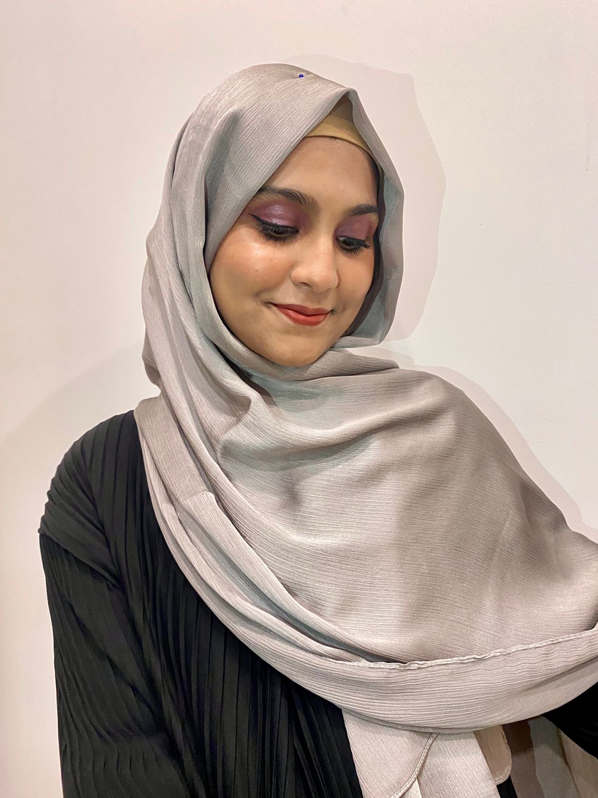 STEEL GREY PREMIUM CREPE SATIN