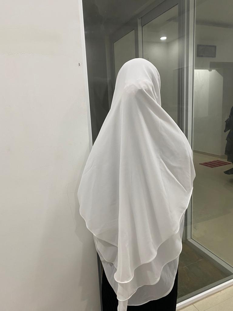 TRIPLE LAYERED WHITE SAFA KHIMAR