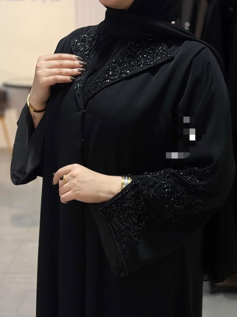 RUBAB BLACK HANDWORK ABAYA