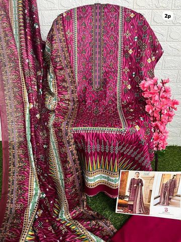 PINK PRINTED LAWN SUIT