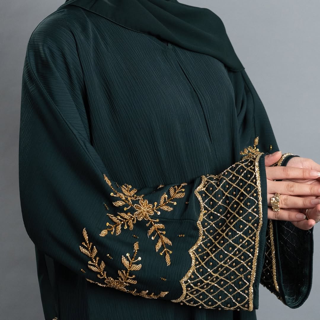 MAHAM HANDWORK ABAYA GREEN