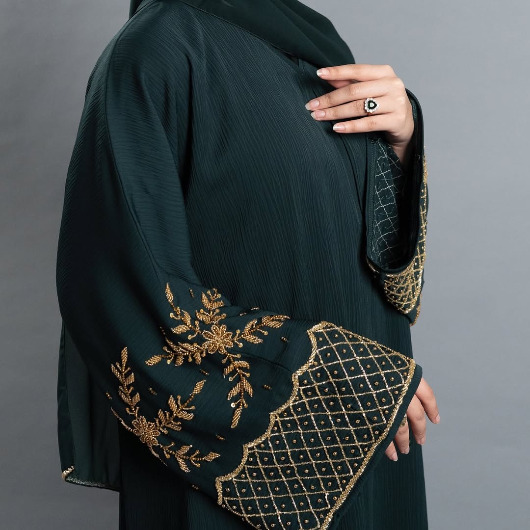 MAHAM HANDWORK ABAYA GREEN