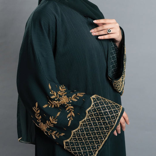 MAHAM HANDWORK ABAYA GREEN
