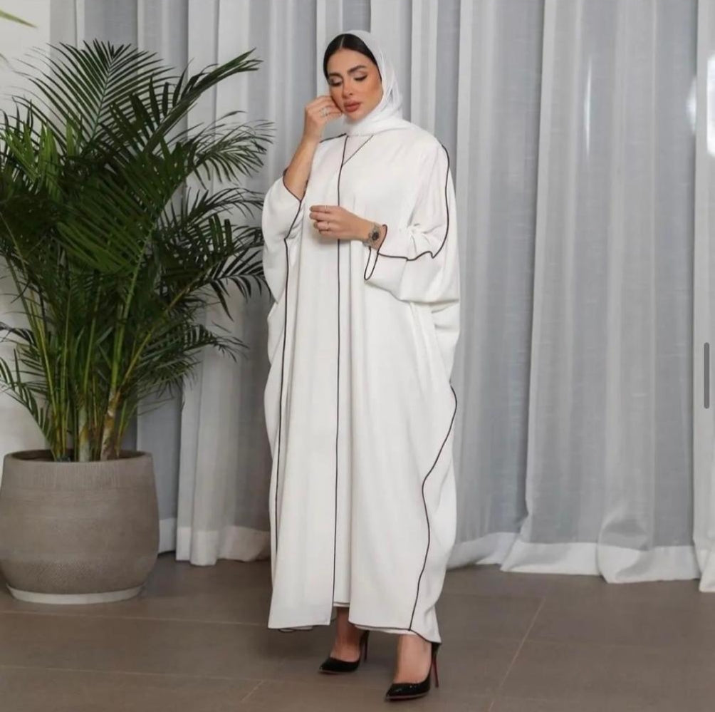 AQSA WHITE CASUAL-WEAR ABAYA