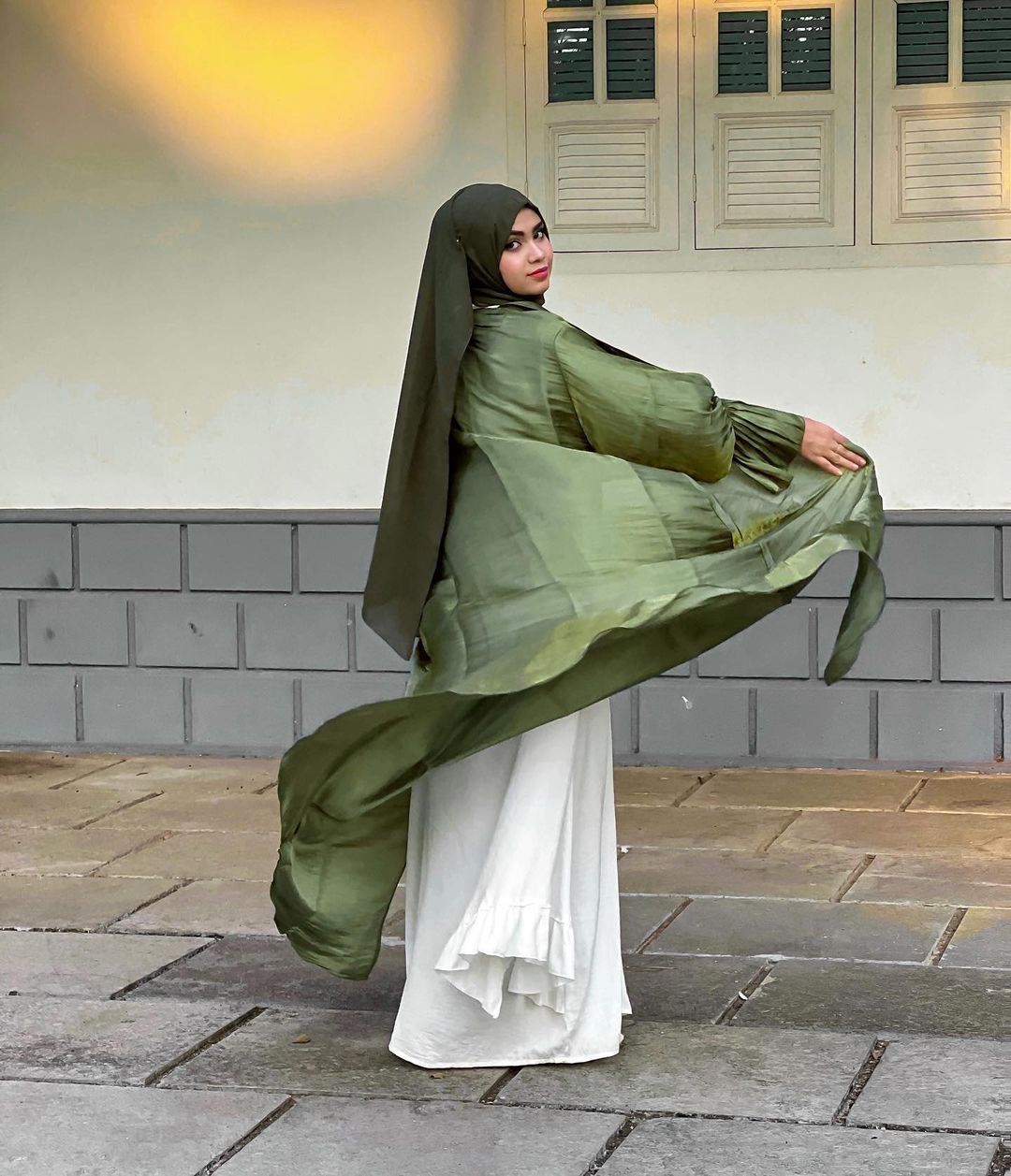 OLIVE GREEN AIZA ABAYA hijabessence OLIVE GREEN AIZA ABAYA hijabessence