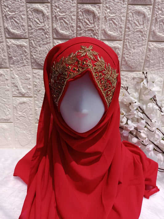 RED BRIDAL HIJAB