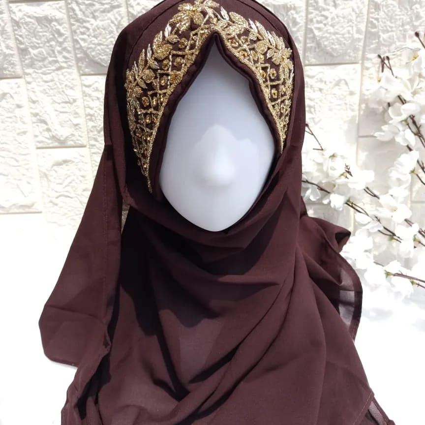 BROWN BRIDAL HIJAB