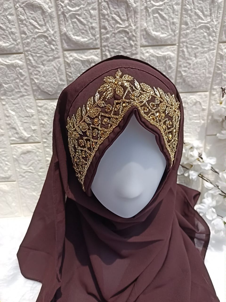 BROWN BRIDAL HIJAB