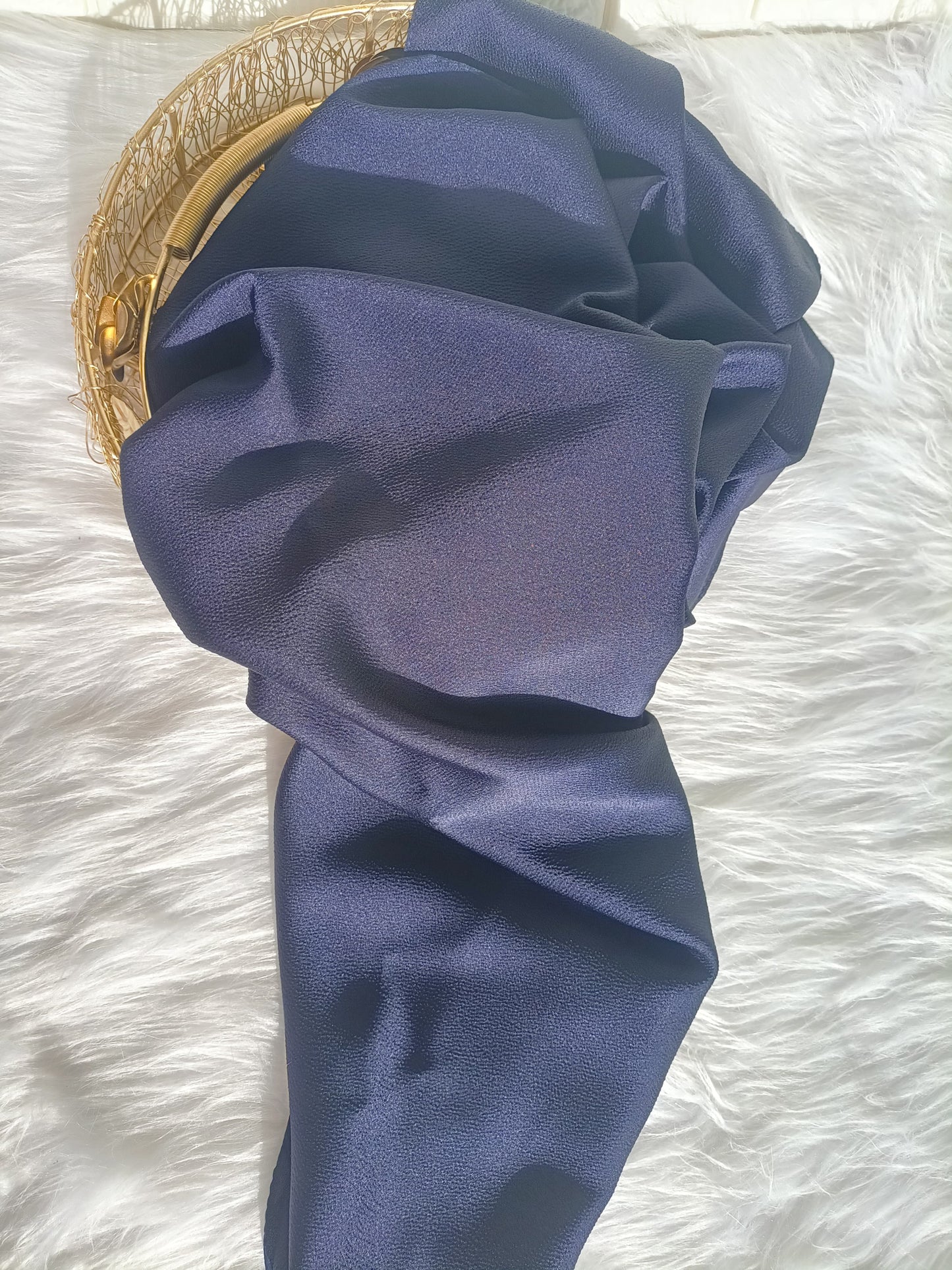 NAVY BUBBLE SATIN HIJAB