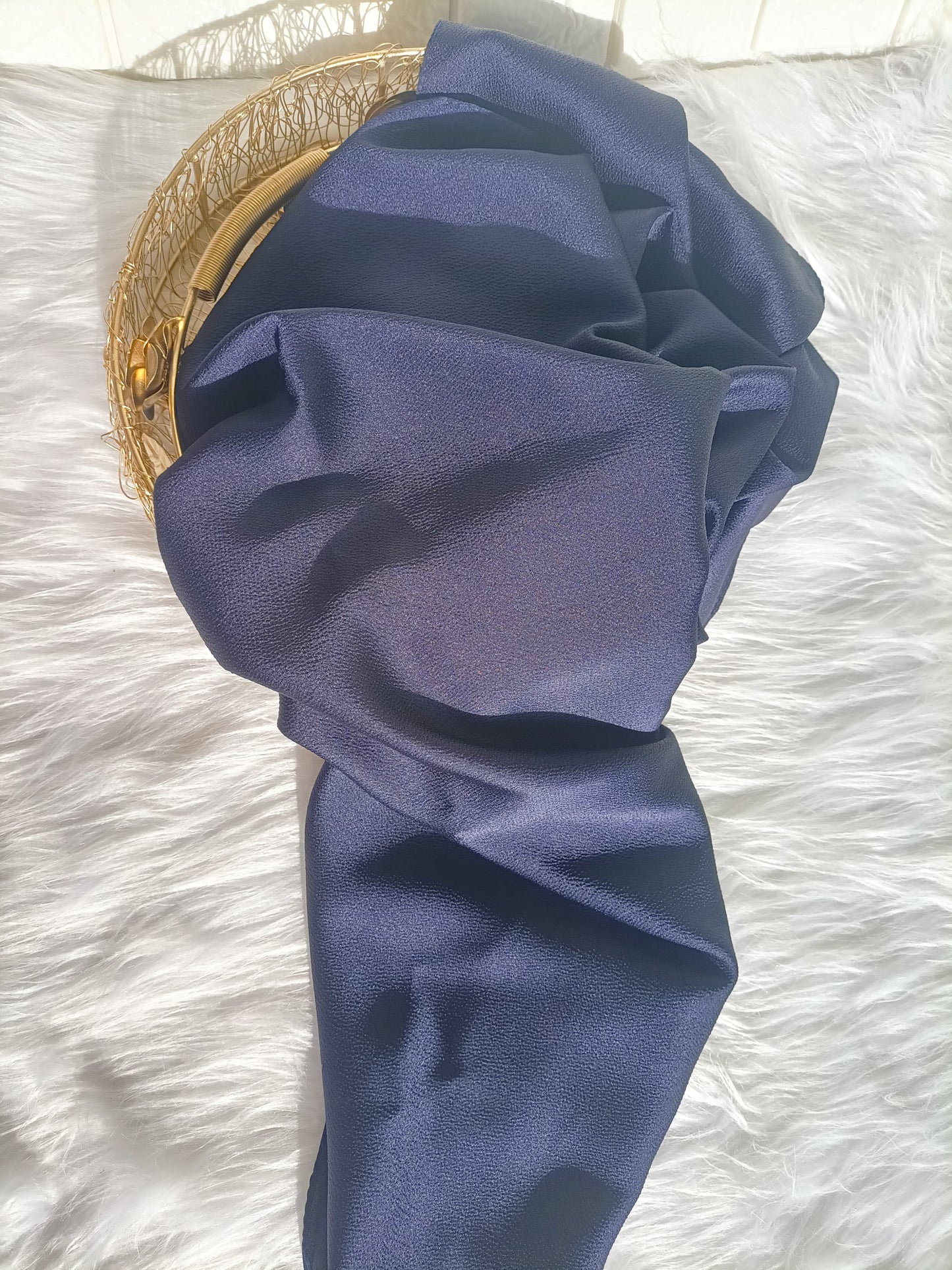 NAVY BUBBLE SATIN HIJAB