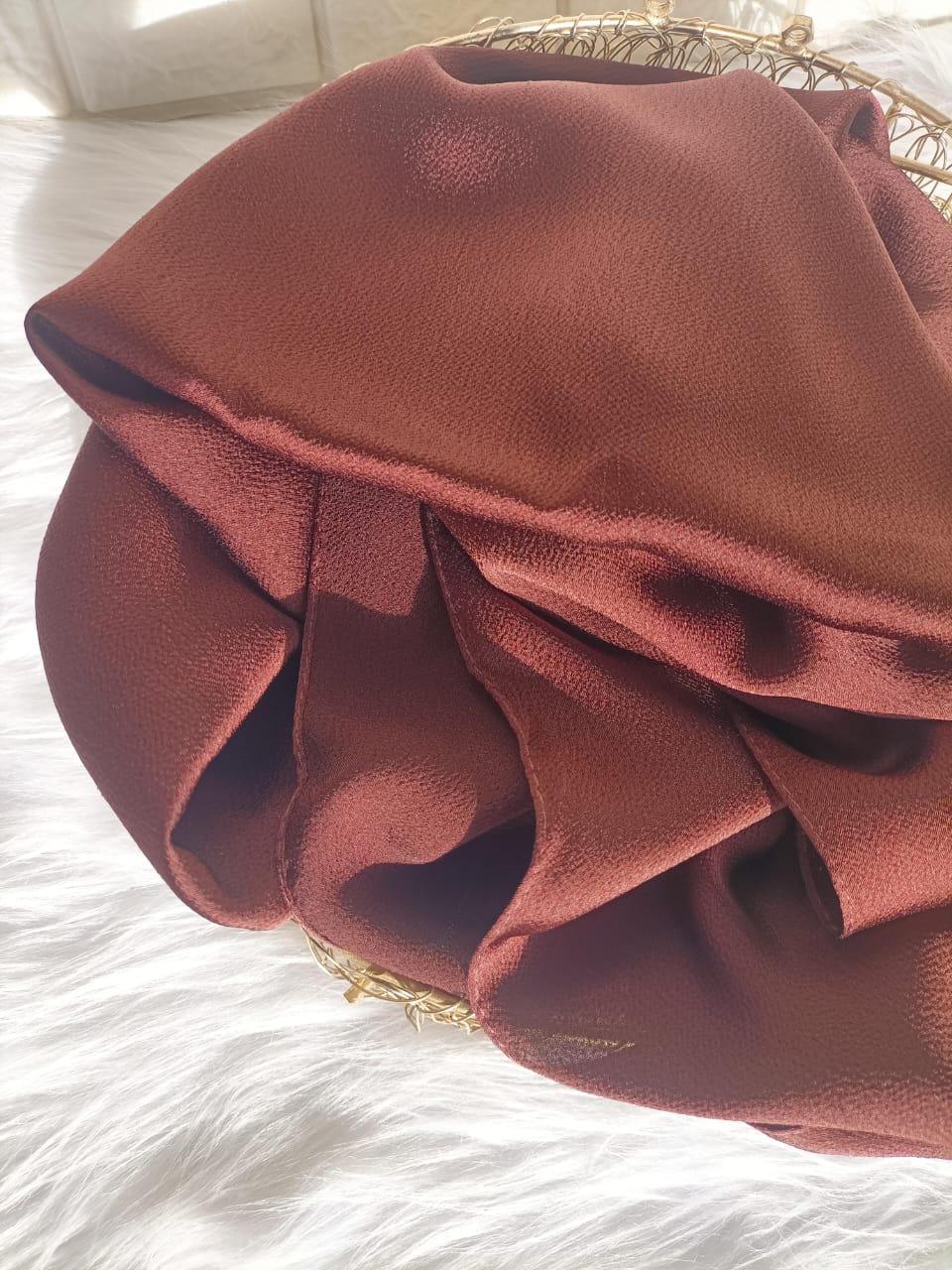 BROWN BUBBLE SATIN HIJAB