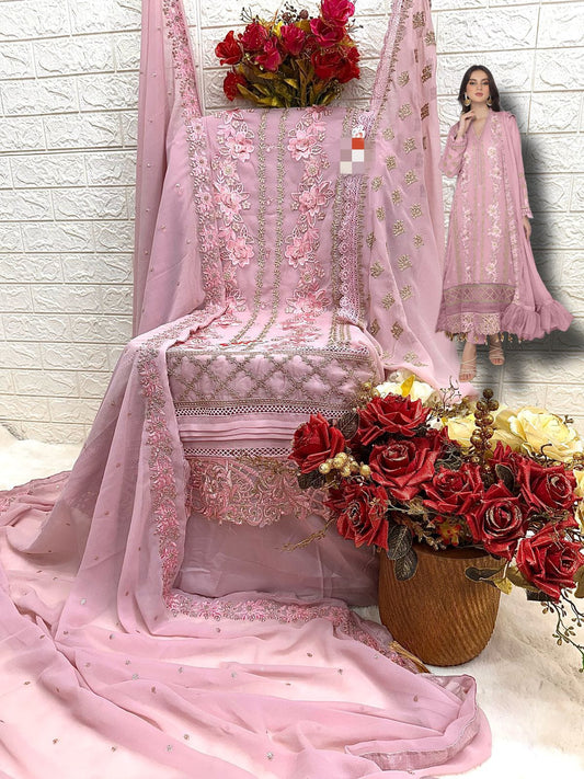 PINK GEORGETTE PARTYWEAR SUIT