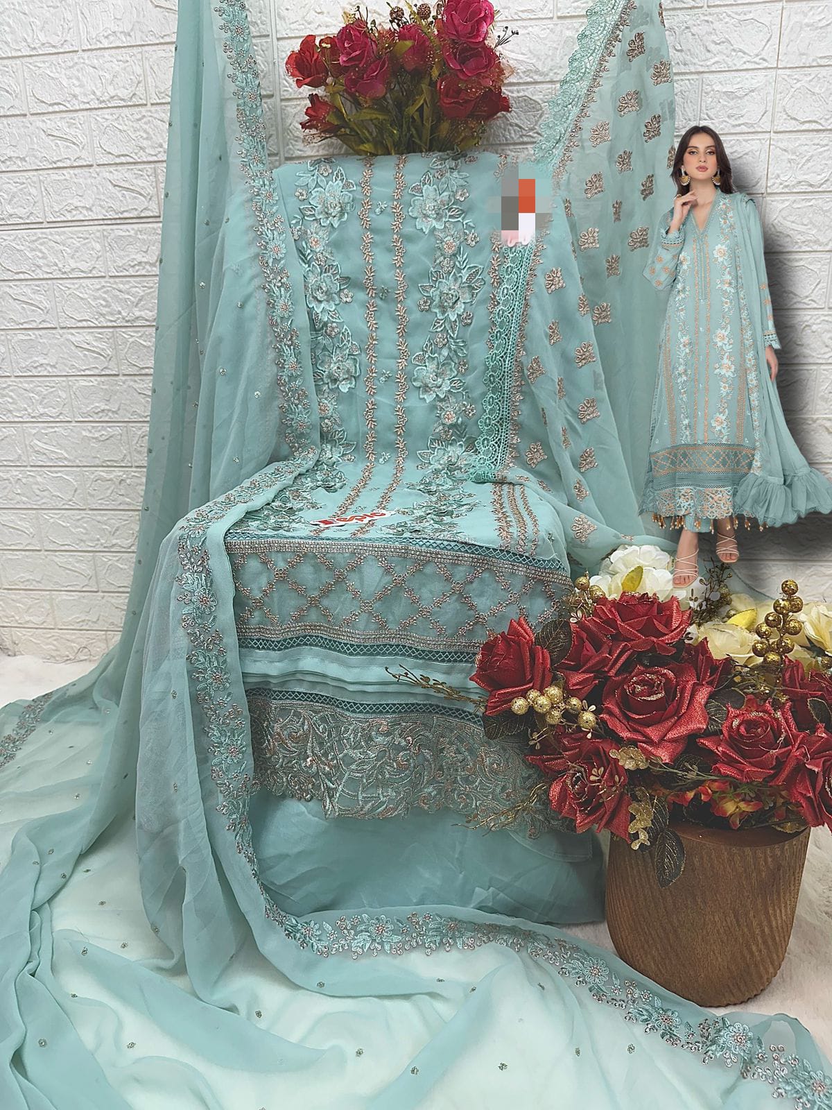 SKYBLUE GEORGETTE PARTYWEAR SUIT