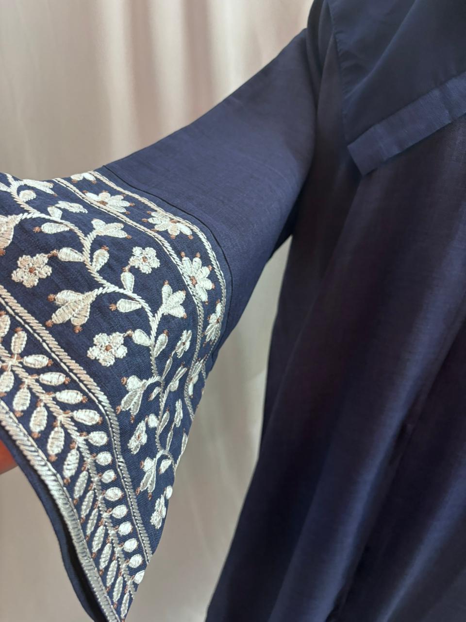 BLUE ABIR LINEN ABAYA