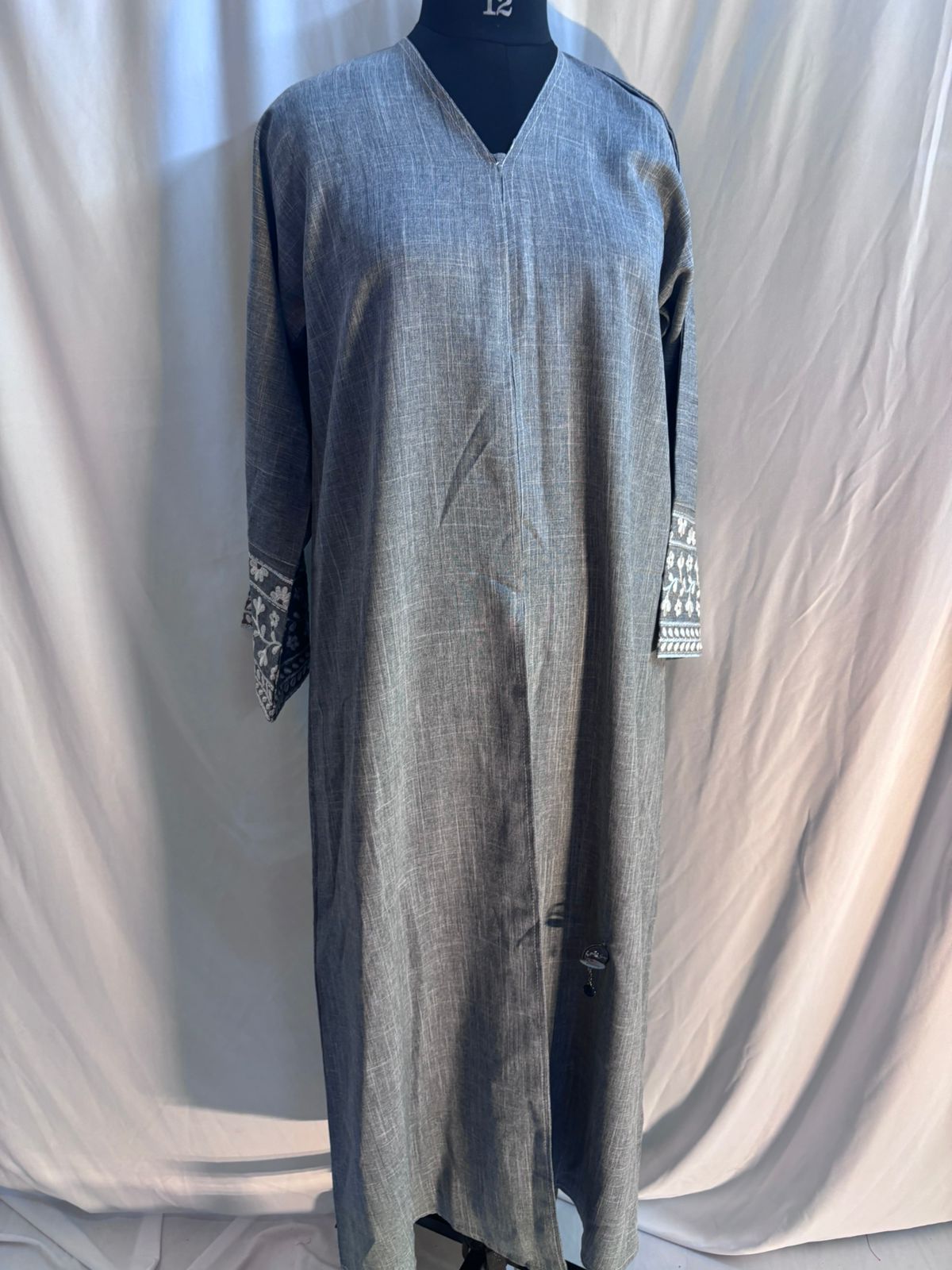 GREY ABIR LINEN ABAYA