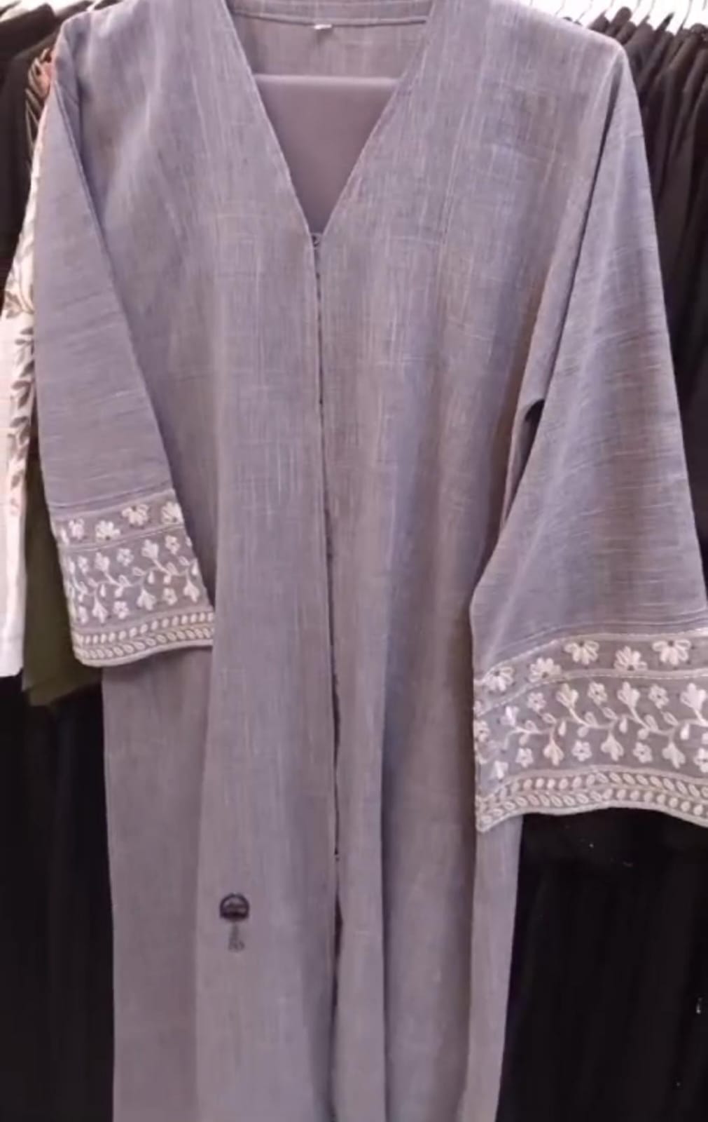 GREY ABIR LINEN ABAYA