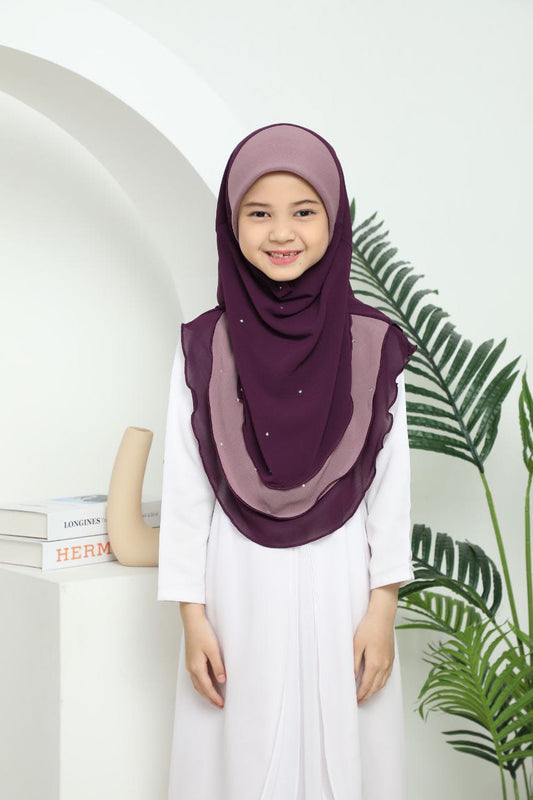 PURPLE MAHNOOR KIDS SCARF