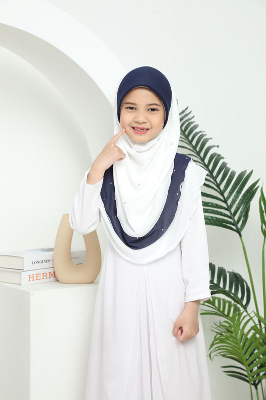 WHITE MAHNOOR KIDS SCARF