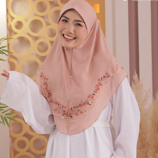 PEACH NUHA EMBRIODERY SCARF
