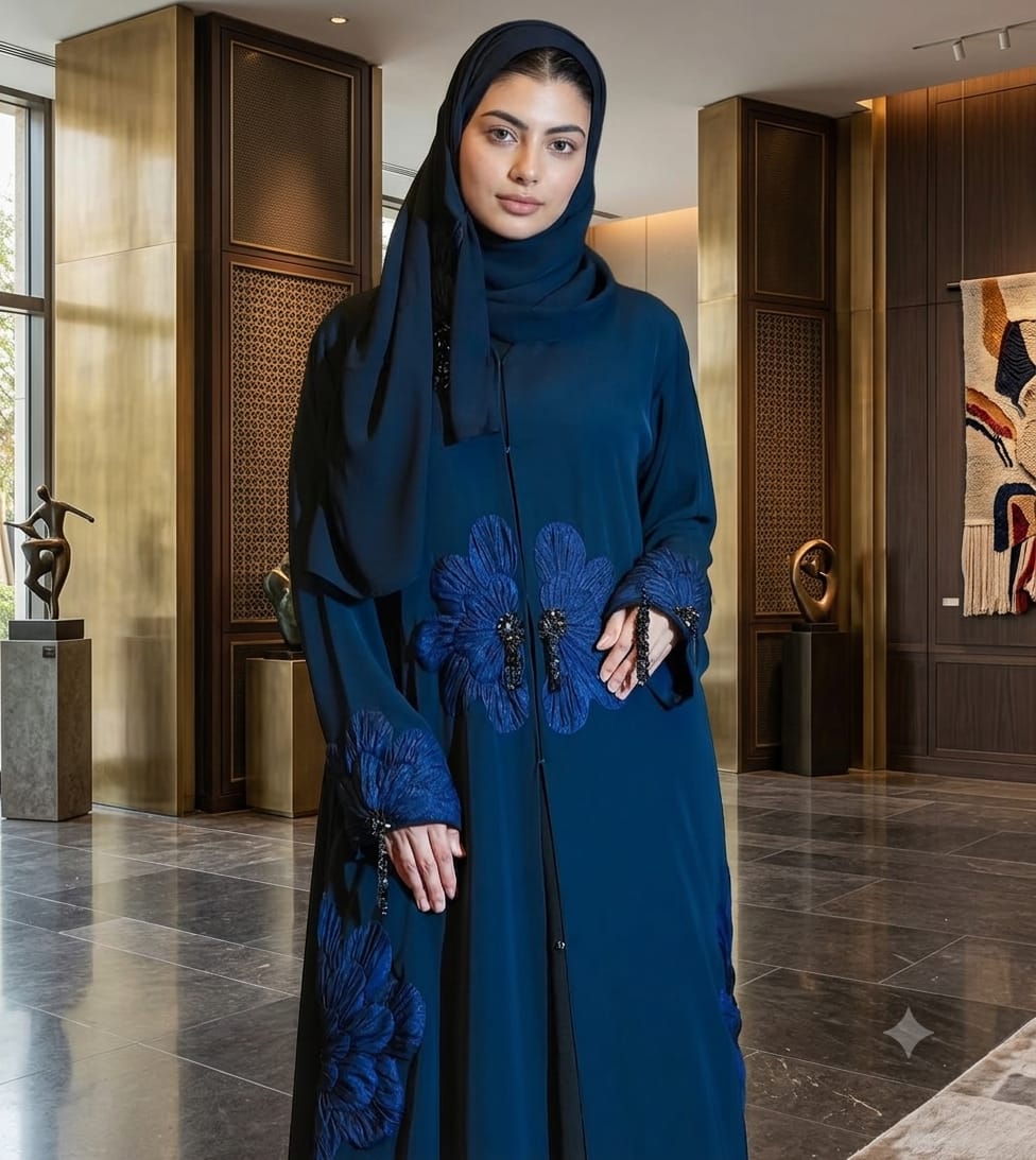 BLUE LAYAN HANDWORK ABAYA