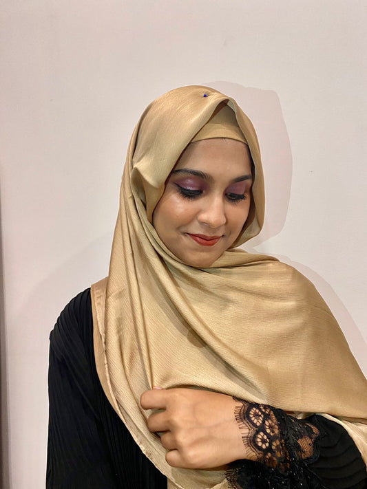 GOLDEN CREPE SATIN HIJAB