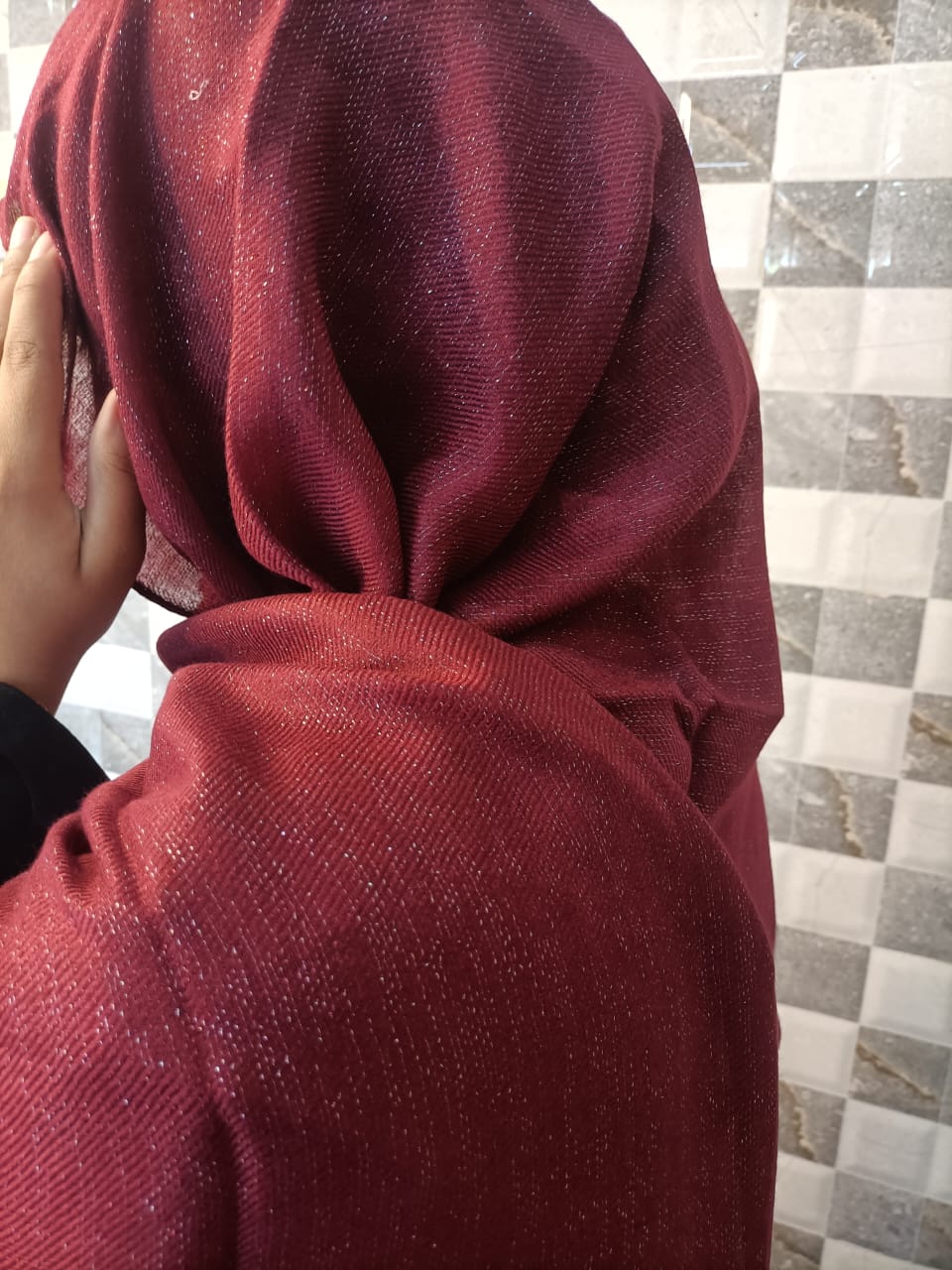 MAROON MARIAM SHIMMER HIJAB