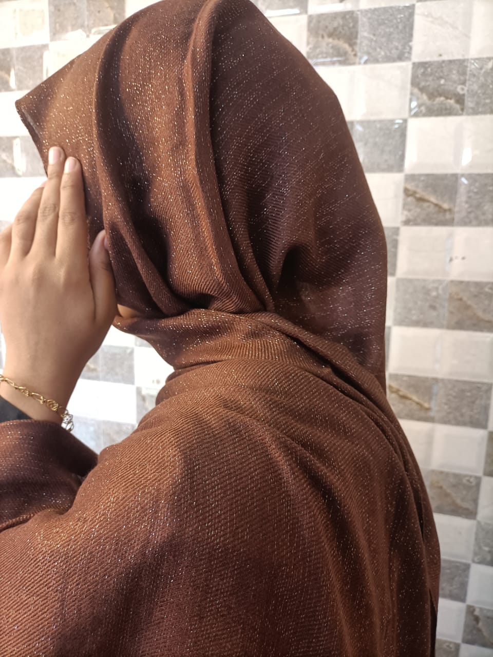 BROWN MARIAM SHIMMER HIJAB