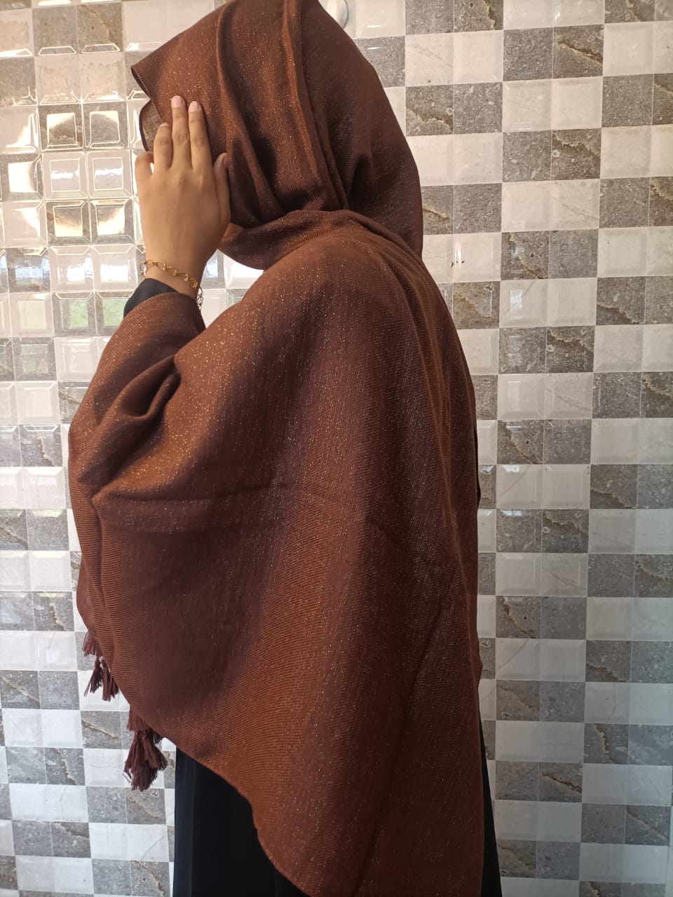 BROWN MARIAM SHIMMER HIJAB